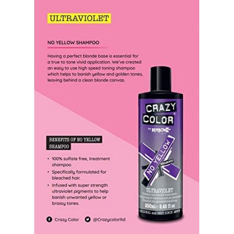 Shampooing No Yellow ultra-violet Crazy Color 250ML – Image 2